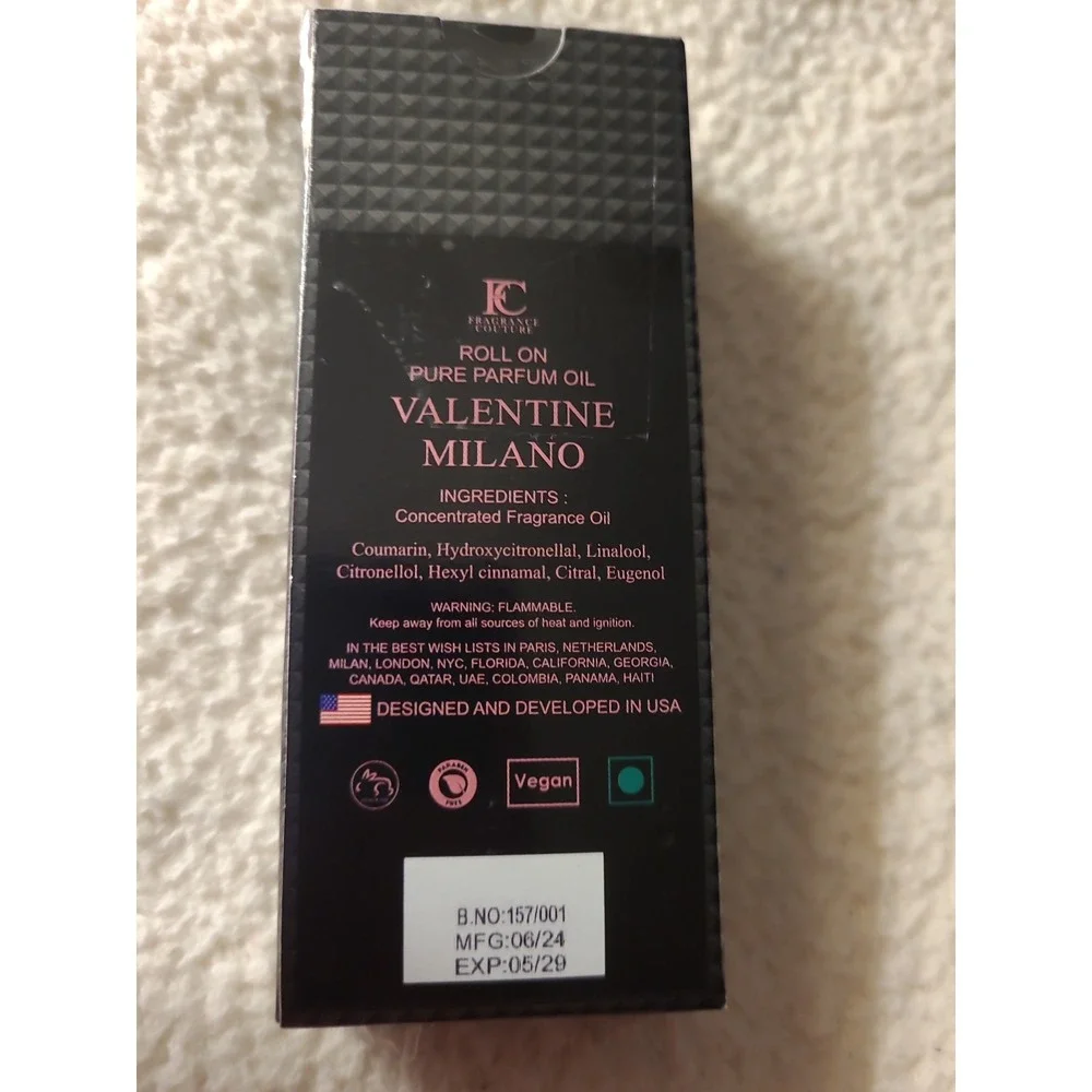 Valentine Milano For Men Roll On Pure Perfume Oil .39 Oz Damage Box